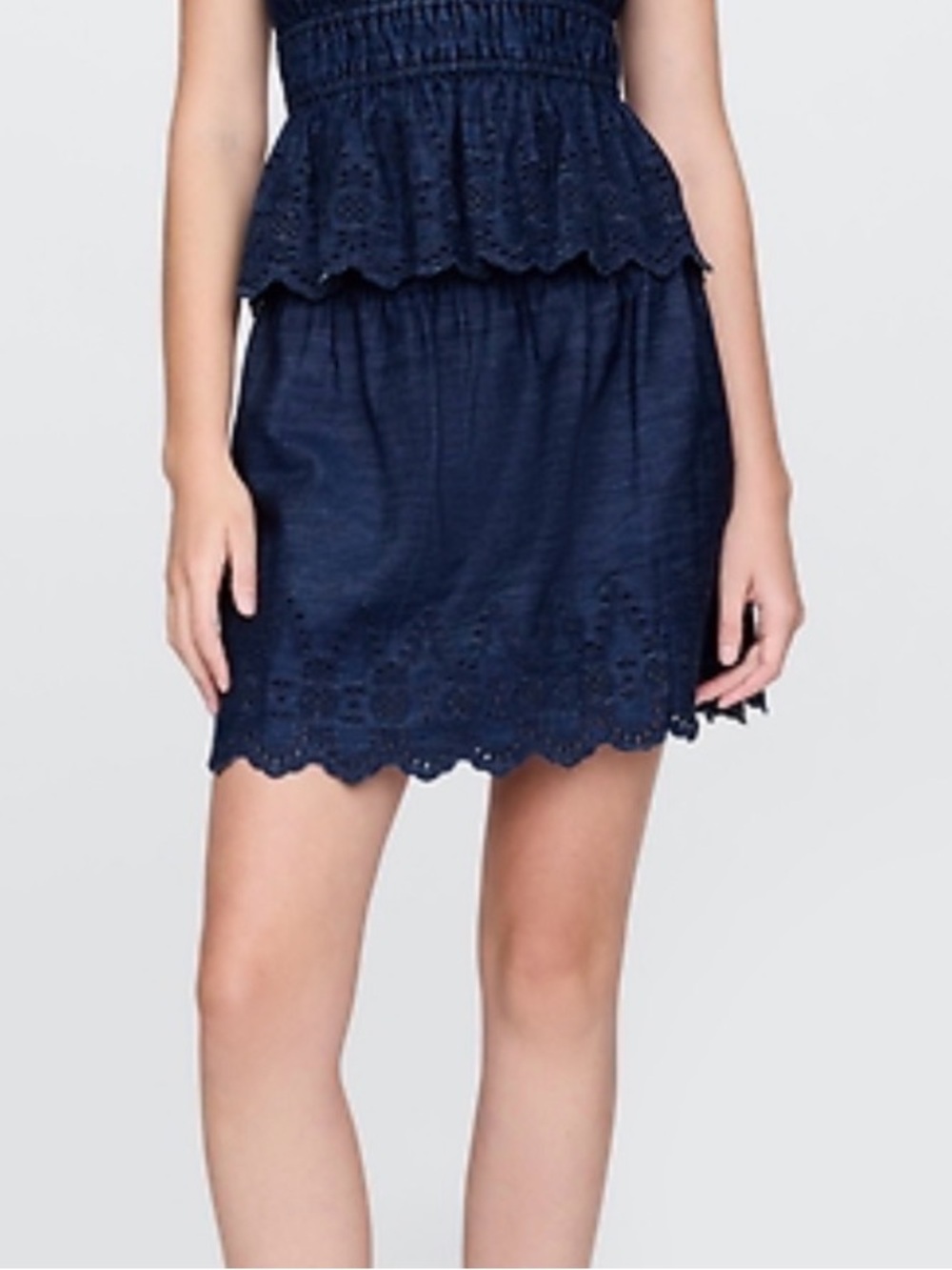 NWT GAP Navy Eyelet Hem Smocked Mini Skirt